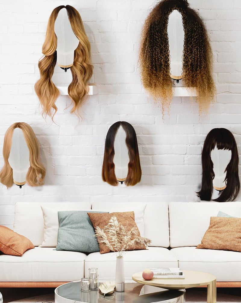 CHADWICK Mannequin Head Wall Mount 21Inch Wig Holder for Wigs, Hats, Caps, Canvas Block Wig Stand Hat Display Stand Wig Display Model Fabric Head Wig Stand Wig Storage Hanger Cowboy Hat Rack - Image 4